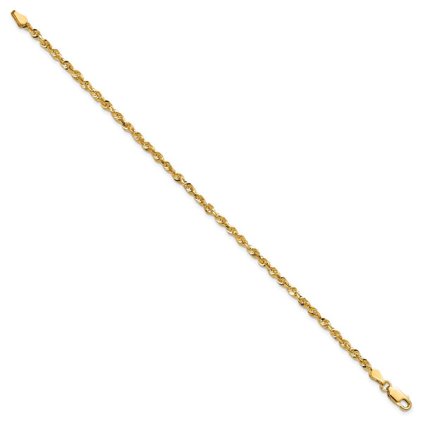 14K Gold 2.75mm Ultra Diamond-Cut Rope Anklet