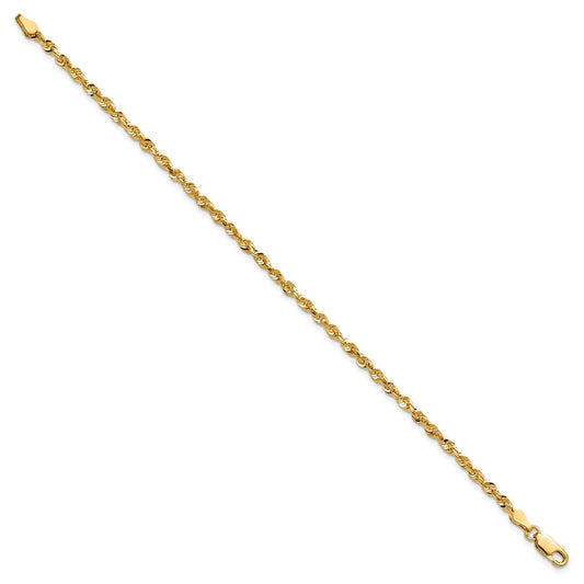 Shop 14K Gold 9-Inch 2.75mm Ultra Diamond-Cut Rope Anklet - Stylish Luxury!