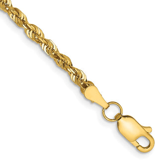 Shop 14K Gold 9-Inch 2.75mm Ultra Diamond-Cut Rope Anklet - Stylish Luxury!