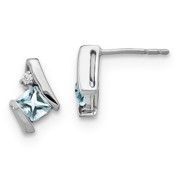 10K White Gold Aquamarine & Diamond Earrings