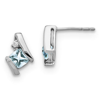 Shop Exclusive Sterling Silver Aquamarine & Diamond Earrings - Stylish Value!