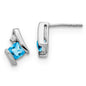 High-Quality Sterling Silver Blue Topaz & Diamond Earrings - Stylish Value!-2