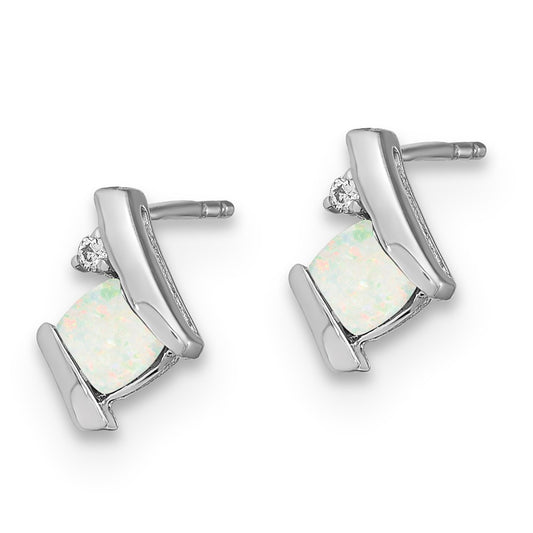 Exclusive Sterling Silver Opal & Diamond Earrings | Stylish Created Gemstones