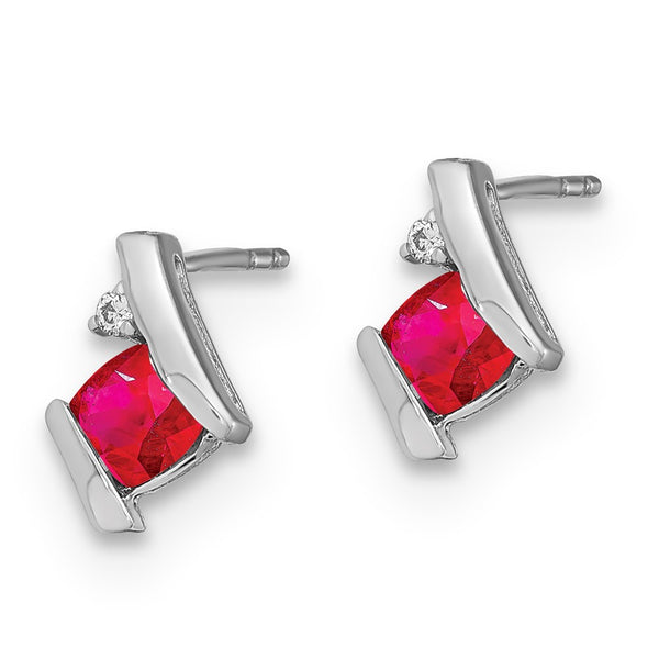 10K White Gold Ruby & Diamond Earrings - Style GR1-1005491