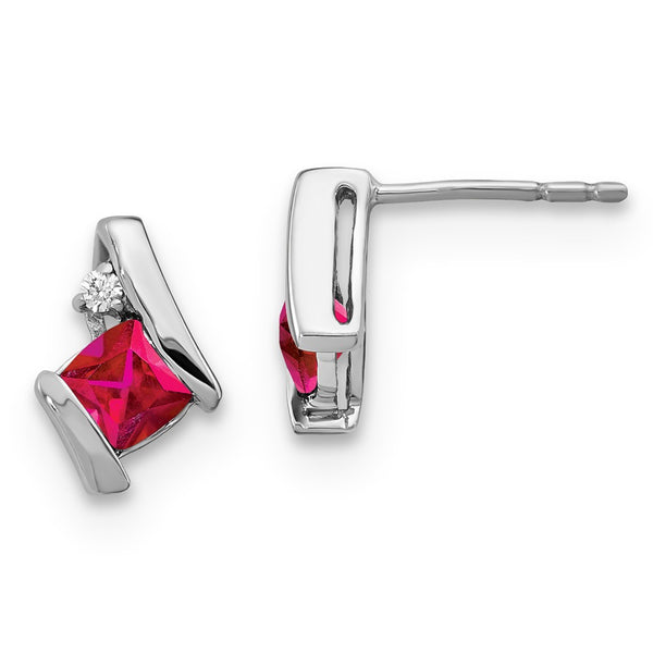 10K White Gold Ruby & Diamond Earrings - Style GR1-1005491