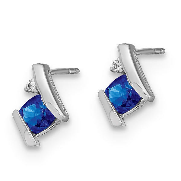 Shop Exclusive Sterling Silver Earrings with Created Sapphire & Diamonds