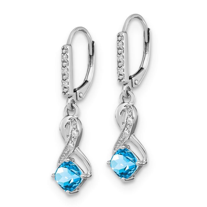 Shop Exclusive Sterling Silver Blue Topaz & Diamond Drop Earrings - Stylish Design-2