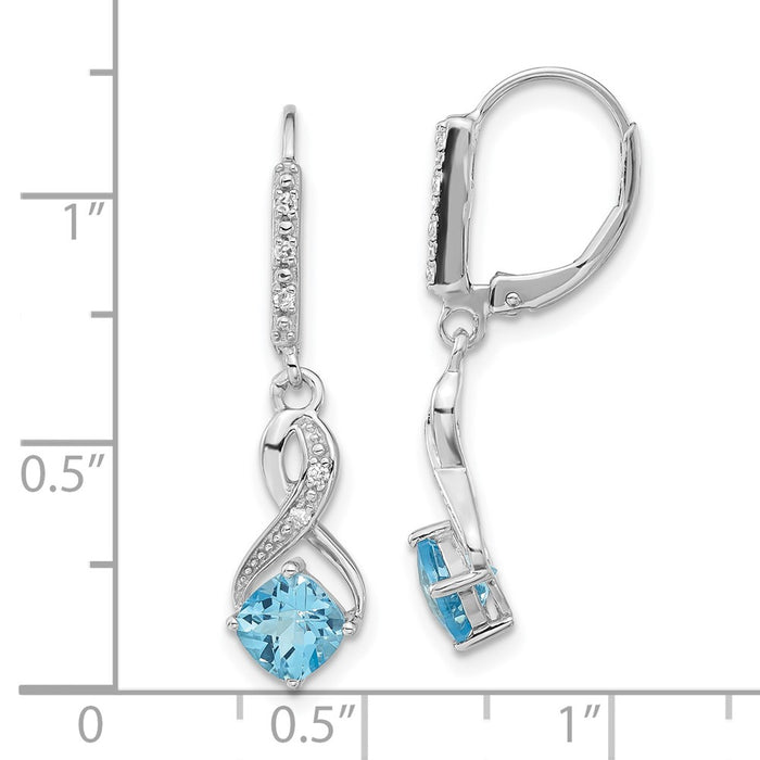 Shop Exclusive Sterling Silver Blue Topaz & Diamond Drop Earrings - Stylish Design-3