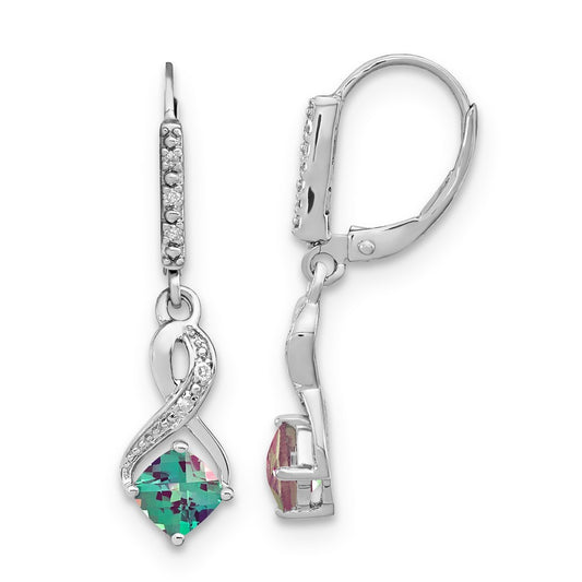 Buy Exclusive Sterling Silver Leverback Dangle Earrings with Alexandrite & Diamonds - Luxury Value!
