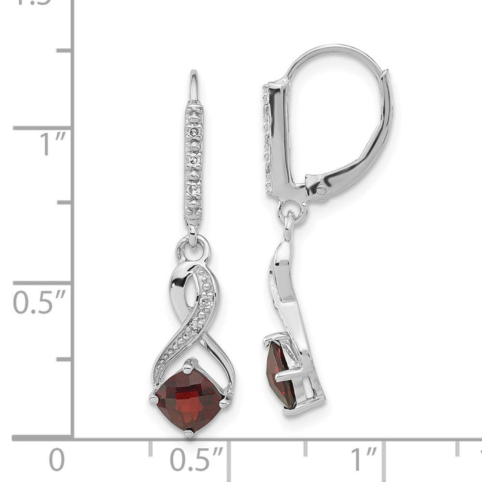 Buy Exclusive Sterling Silver Garnet & Diamond Drop Earrings - Stylish Elegance-3