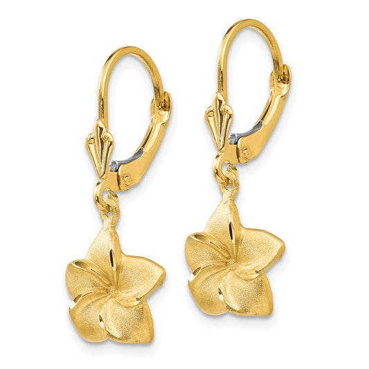 Buy Exclusive 14K Satin Finish Plumeria Dangle Earrings - Stylish & Affordable!
