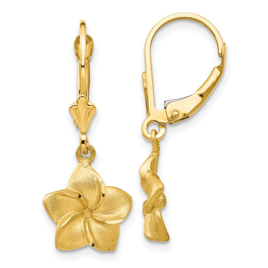 Buy Exclusive 14K Satin Finish Plumeria Dangle Earrings - Stylish & Affordable!