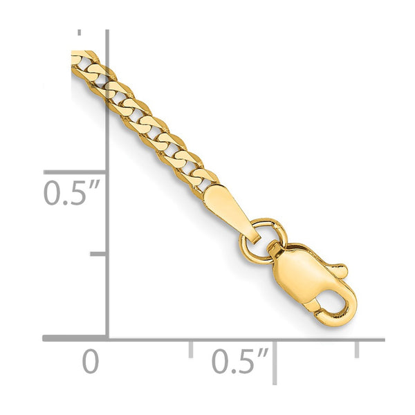 14K Gold 8-Inch 2.2mm Beveled Curb Bracelet