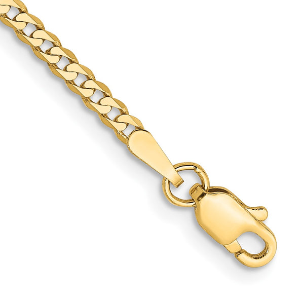 14K Gold 8-Inch 2.2mm Beveled Curb Bracelet