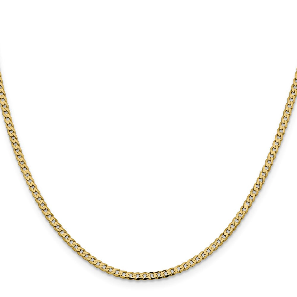 Shop 14K Gold 28-Inch Flat Curb Chain - Stylish 2.3mm Lobster Clasp Design