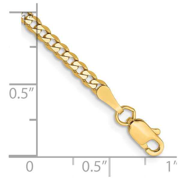 14K Gold Beveled Curb Bracelet - 2.3mm