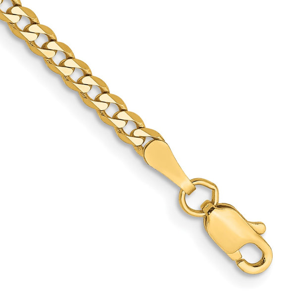 14K Gold Beveled Curb Bracelet - 2.3mm