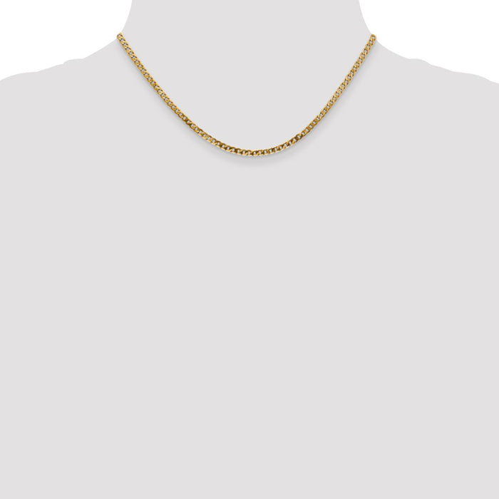 Buy Stylish 14K Gold 16-Inch 2.9mm Flat Beveled Curb Chain - Luxury Quality!-4