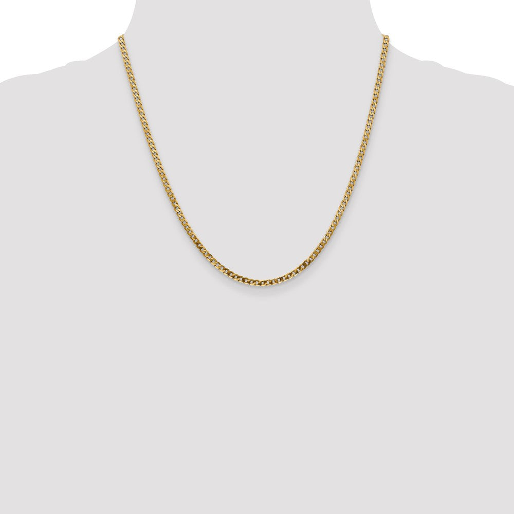 Shop 14K Gold 20-Inch 2.9mm Flat Beveled Curb Chain - Stylish Lobster Clasp!