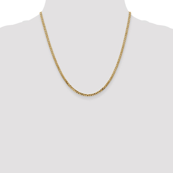 Shop 14K Gold 20-Inch 2.9mm Flat Beveled Curb Chain - Stylish Lobster Clasp!-4