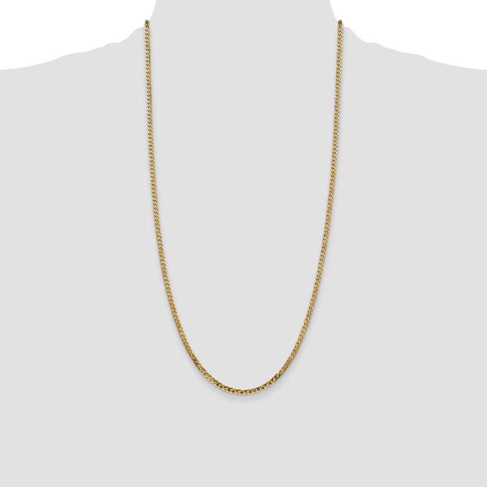 Designer 14K Gold 28-Inch Flat Beveled Curb Chain - Stylish 2.9mm Luxury