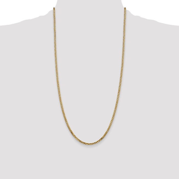 Designer 14K Gold 28-Inch Flat Beveled Curb Chain - Stylish 2.9mm Luxury-4
