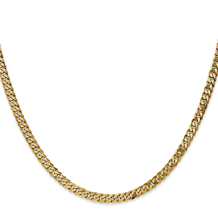 Buy Stylish 14K Gold 30-Inch Flat Beveled Curb Chain, 3.9mm, Lobster Clasp-2