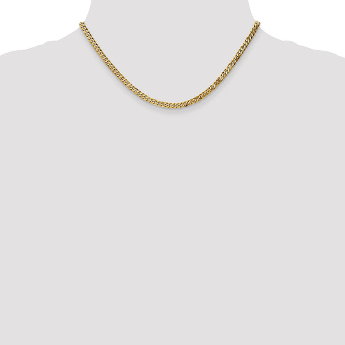 Buy Stylish 14K Gold 16-Inch Flat Beveled Curb Chain - 3.9mm Luxury Design-4