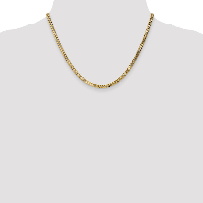 Shop 14K Gold 18-Inch 3.9mm Flat Beveled Curb Chain - Stylish & Affordable!-4