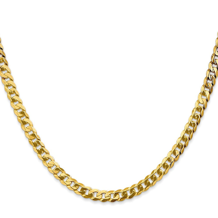 Shop 14K Gold 30-Inch Flat Beveled Curb Chain, 4.75mm, Stylish & Durable-2