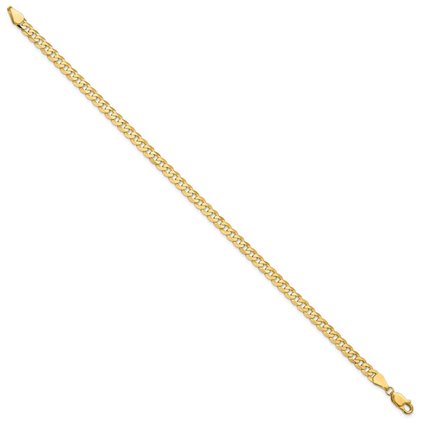 14K Gold Flat Beveled Curb Bracelet - Lightweight