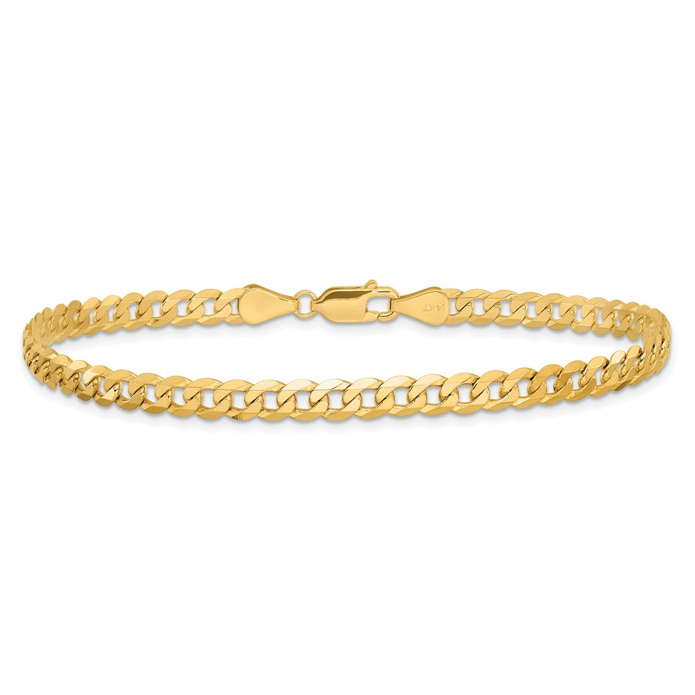 Buy Stylish 14K Gold 7-Inch Flat Beveled Curb Bracelet - Lightweight & Elegant