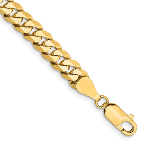 14K Gold Flat Beveled Curb Chain - 5.75mm Links