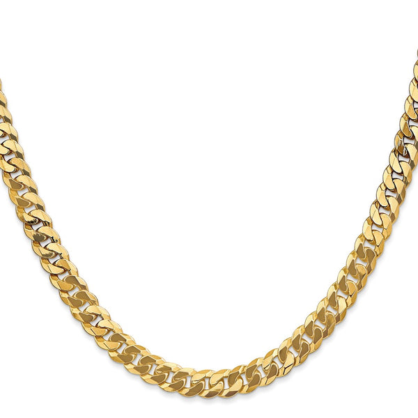 14K Gold 6.25mm Flat Beveled Curb Chain