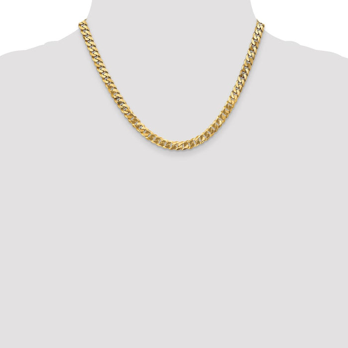 Buy 14K Gold 18-Inch 6.25mm Beveled Curb Chain - Stylish & Durable Choice!-4
