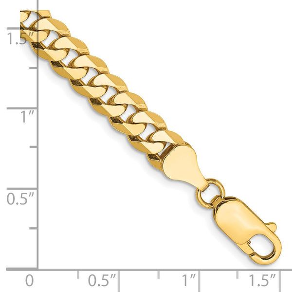 14K Gold Flat Beveled Curb Chain - 6.25mm Links, Lobster Clasp