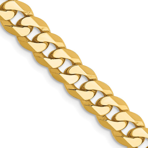 14K Gold 6.25mm Flat Beveled Curb Chain
