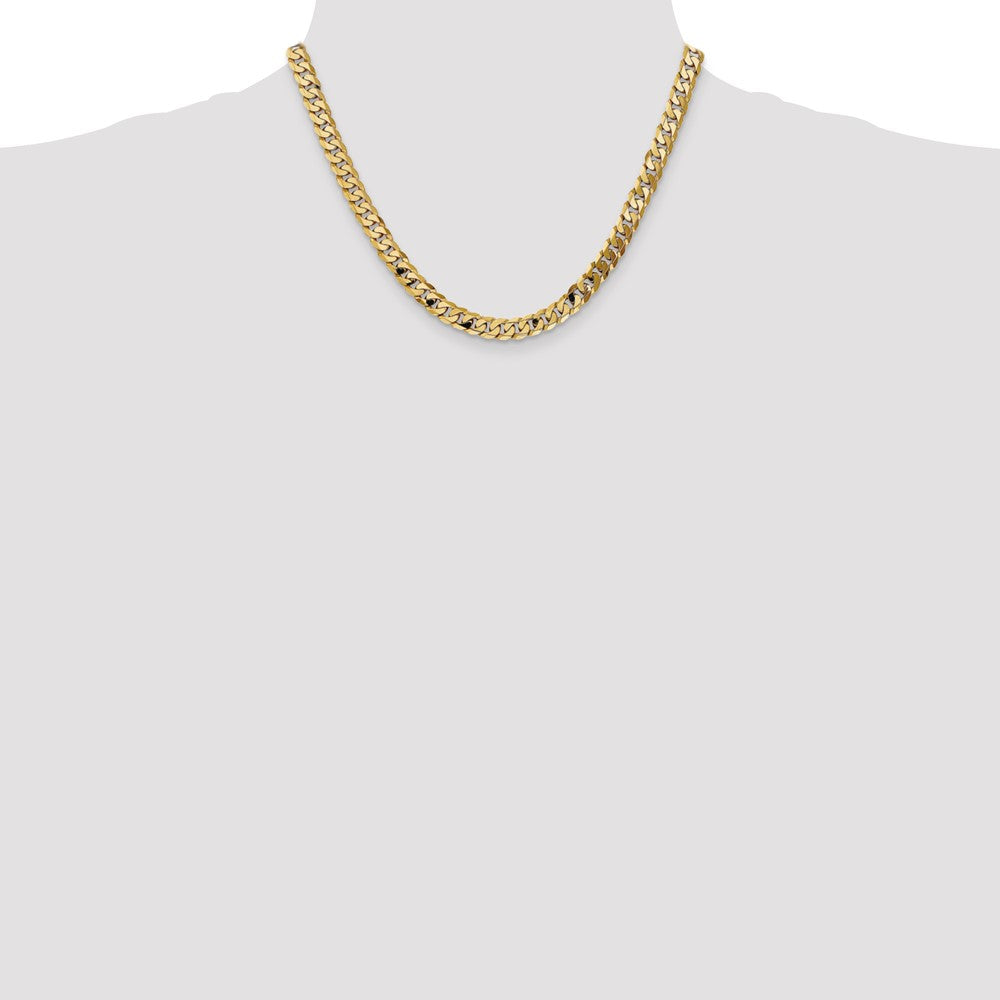 Buy Stylish 14K Gold 18-Inch Flat Beveled Curb Chain - 7.25mm Luxury Accessory