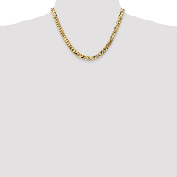 Buy Stylish 14K Gold 18-Inch Flat Beveled Curb Chain - 7.25mm Luxury Accessory-4