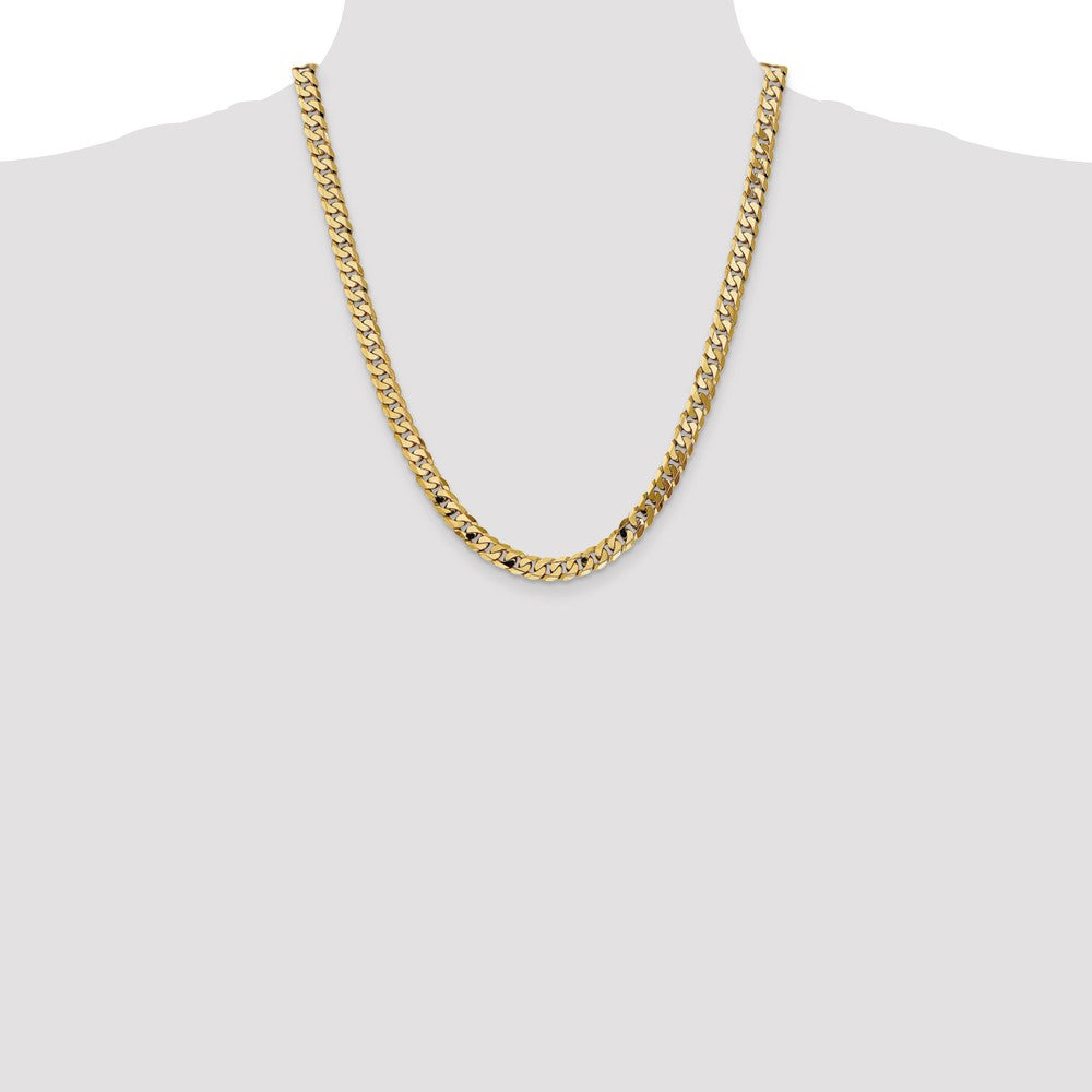 Buy 14K Gold 22-Inch Beveled Curb Chain - Stylish 7.25mm Links & Clasp