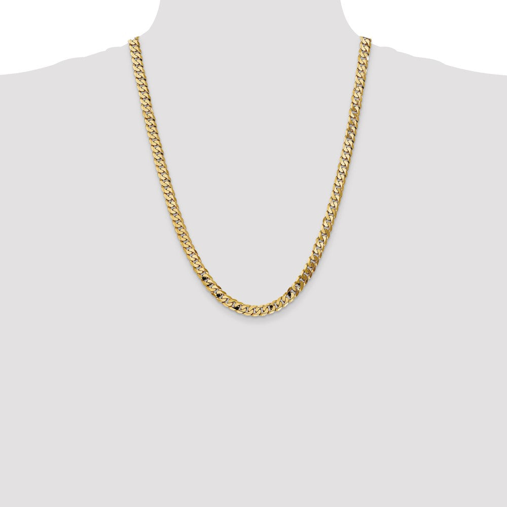 Shop Exclusive 14K Gold 24-Inch 7.25mm Flat Beveled Curb Chain - Stylish Luxury