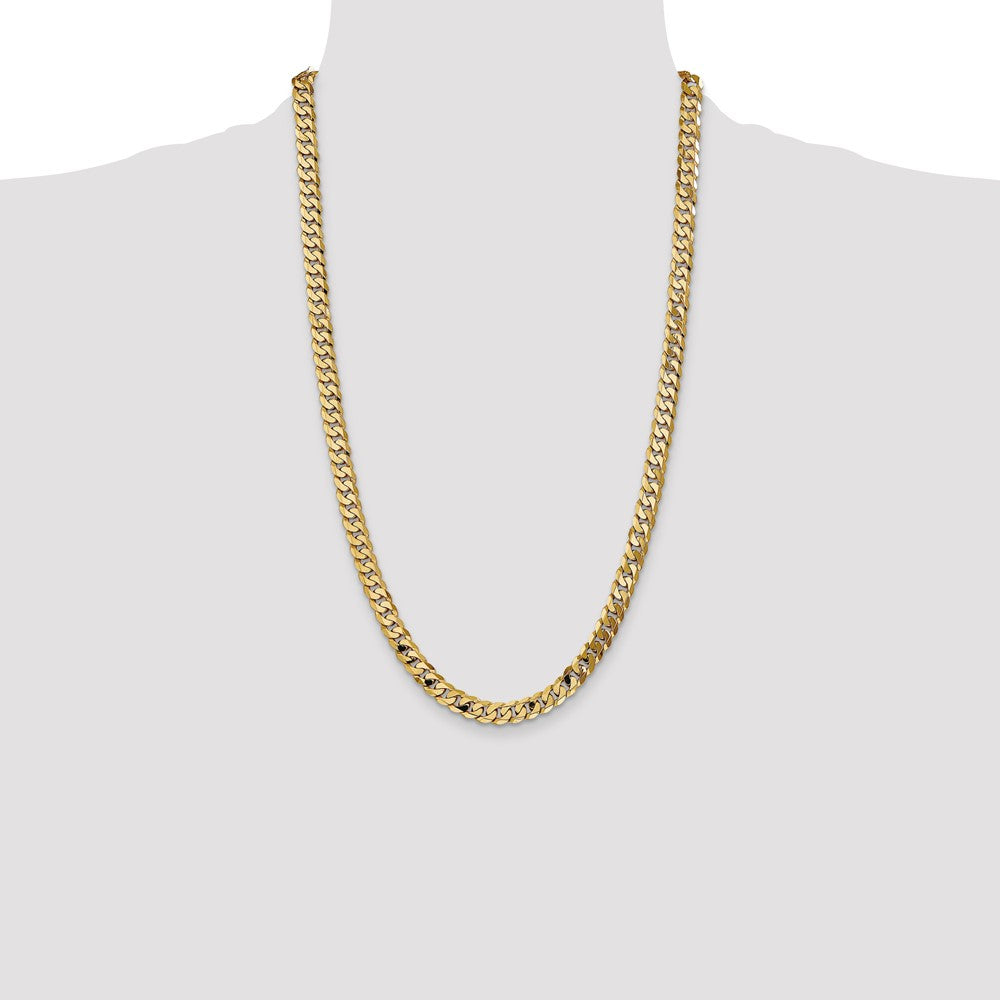 Shop 14K Gold 26-Inch 7.25mm Flat Beveled Curb Chain - Stylish Luxury Accessory
