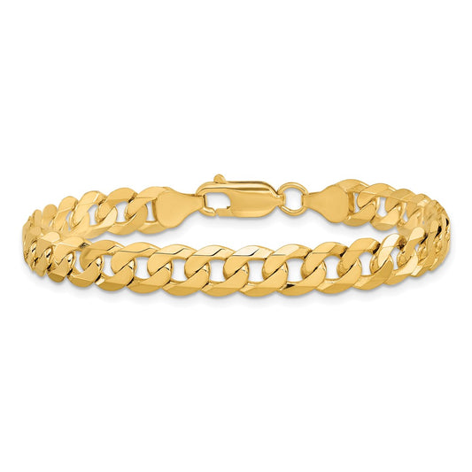 Shop Stylish 14K Gold 7-Inch Flat Beveled Curb Bracelet - 7.25mm Width