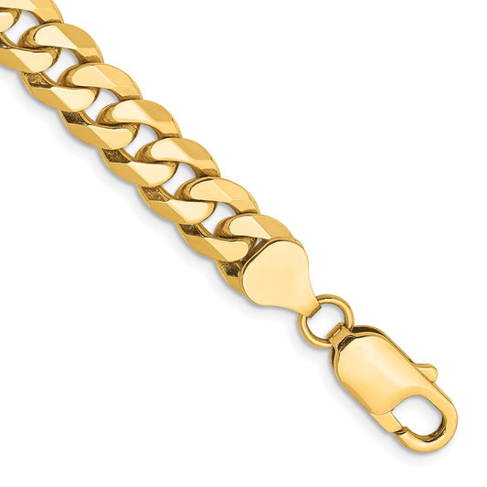 Exclusive 14K Gold 9-Inch Flat Beveled Curb Chain - Stylish 8mm Lobster Clasp