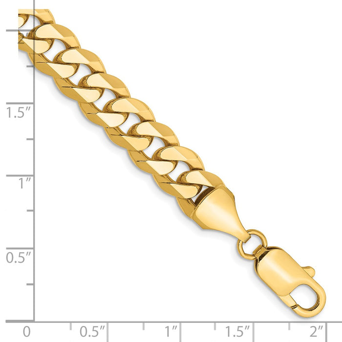 Buy 14K Gold 8-Inch Flat Beveled Curb Bracelet - Stylish 8.5mm Links, Luxury!-2