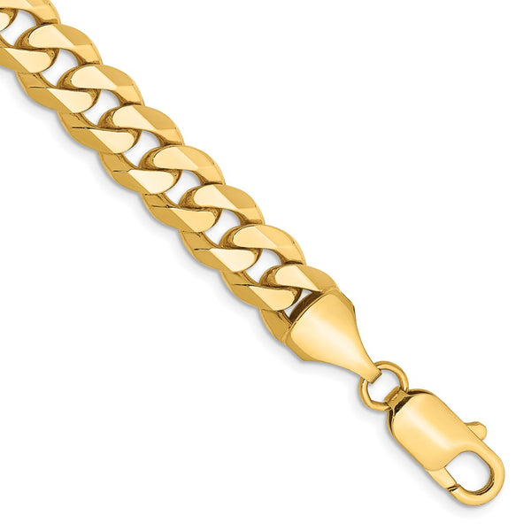 14K Gold 9-Inch 8.5mm Flat Beveled Curb Chain
