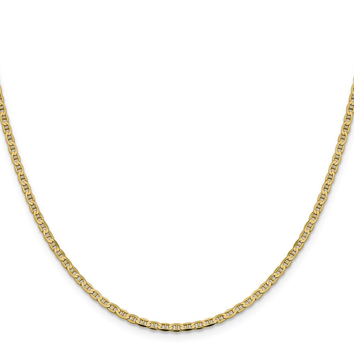 High-Quality 14K Gold 20-Inch 2.4mm Concave Anchor Chain - Affordable Luxury!-2