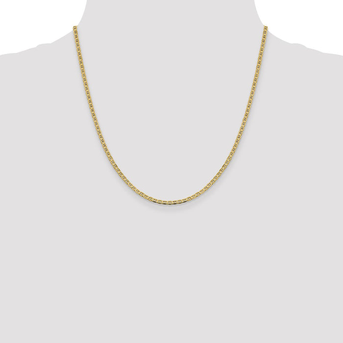 High-Quality 14K Gold 20-Inch 2.4mm Concave Anchor Chain - Affordable Luxury!-4