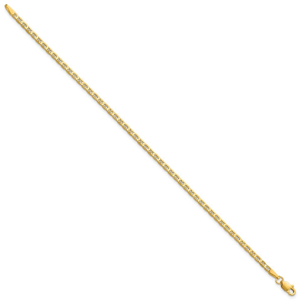 14K Gold Concave Anchor Bracelet - 2.4mm