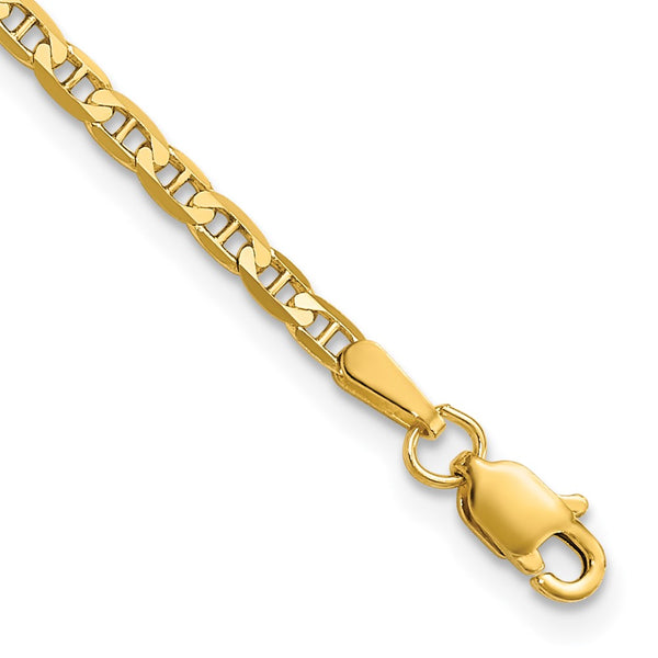 14K Gold Concave Anchor Bracelet - 2.4mm